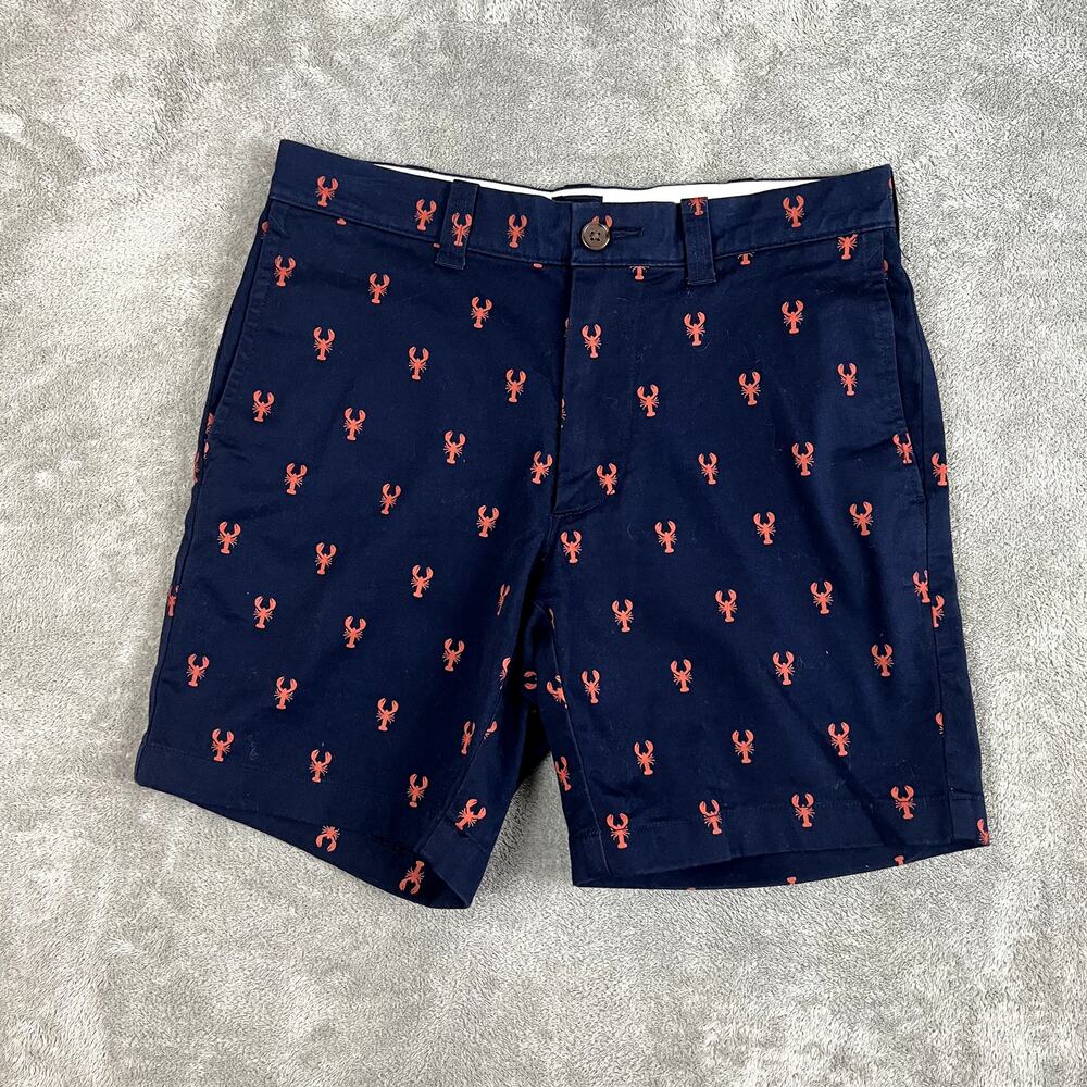 J Crew Shorts Mens 28 Navy Blue Lobster Print Resort Classic Preppy
